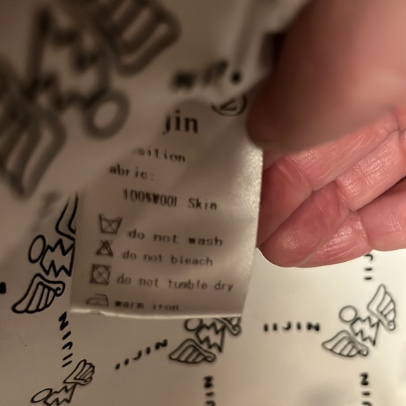 IiJin 100% wool SZ2 pullover lined knit cuff black ring 5” slit sides warm NWOT - Picture 5 of 14